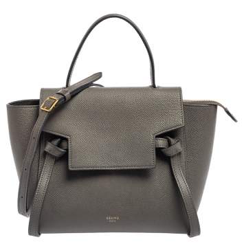 مملوكة مسبقًا Celine Grey Grained Leather Nano Belt Top Handle Bag