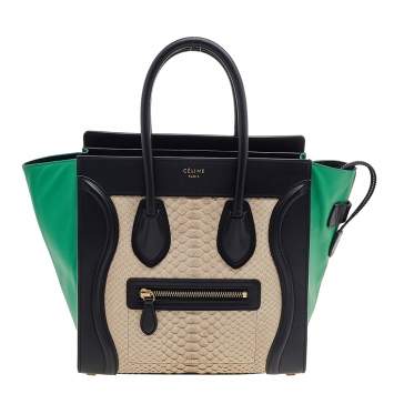 مملوكة مسبقًا Celine Tri Color Python And Leather Micro Luggage Tote