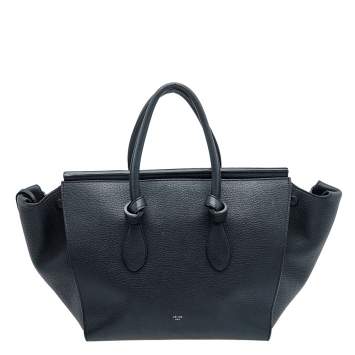 Pre Owned Celine Black Leather Small Tie Tote