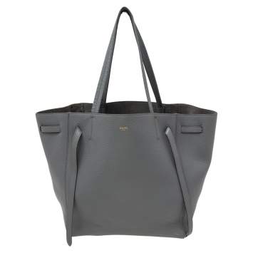 Pre Owned Celine Stone Blue Soft Grained Leather Small Cabas Phantom Tote