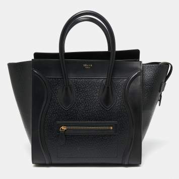 مملوكة مسبقًا Celine Black Textured Leather Mini Luggage Tote