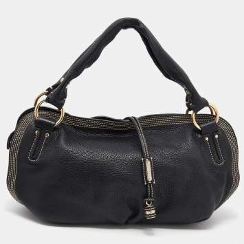 Pre Owned Celine Black Leather Satchel