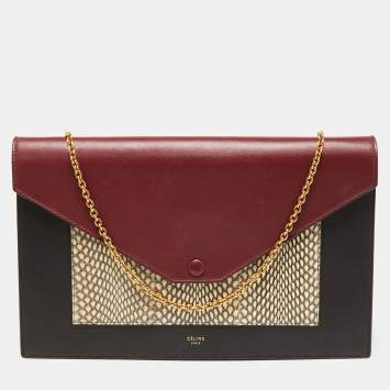 Pre Owned Celine Multicolor Leather and Snakeskin Pocket Envelope Shoulder Bag