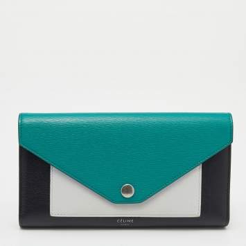 Pre Owned Celine Tri Color Leather Envelope Flap Wallet