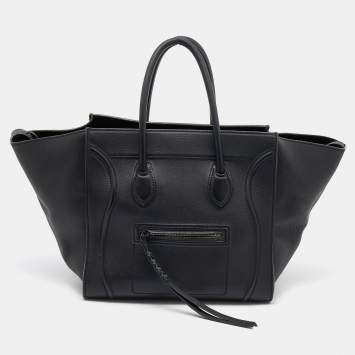 Pre Owned Celine Black Leather Small Phantom Luggage Tote