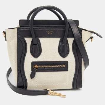 مملوكة مسبقًا Celine Beige/Black Canvas And Leather Nano Luggage Tote 