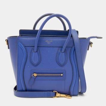 Pre Owned Celine Blue Leather Nano Luggage Tote