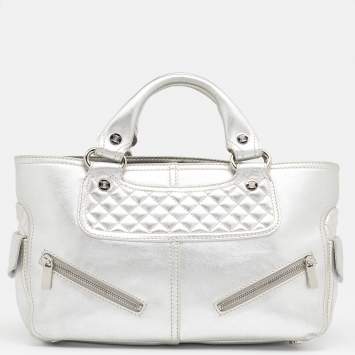Pre Owned Celine Metallic Silver Leather Boogie Tote