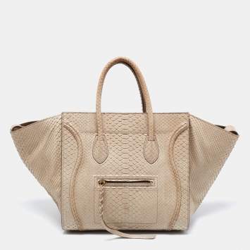 Pre Owned Celine Grey Python Mini Luggage Tote