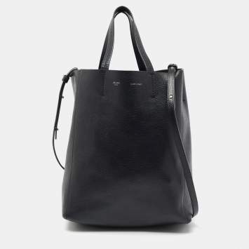Pre Owned Celine Black Grained Leather Small Vertical Cabas Tote