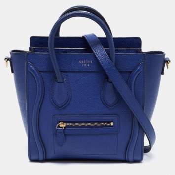 Pre Owned Celine Blue Leather Nano Luggage Tote