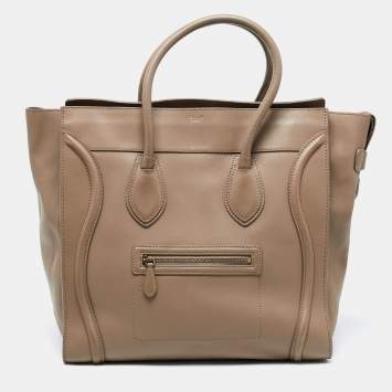 Pre Owned Celine Beige Leather Large Luggage Tote