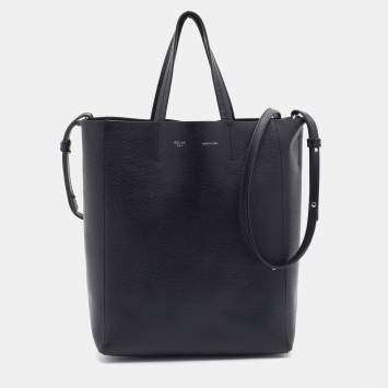 Pre Owned Celine Black Grained Leather Small Vertical Cabas Tote