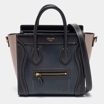 مملوكة مسبقًا Celine Black/Grey Leather Micro Luggage Tote