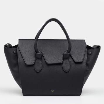 Pre Owned Celine Black Grained Leather Mini Tie Tote