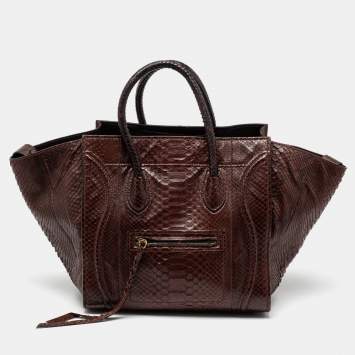 Pre Owned Celine Brown Python Leather Medium Phantom Luggage Tote