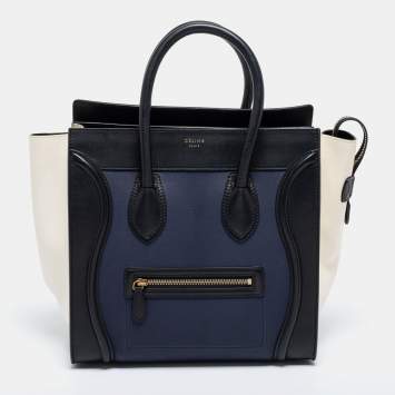 Pre Owned Celine Tri Color Leather Mini Luggage Tote