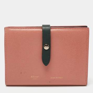 Pre Owned Celine Pink/Green Large Multifunction Strap Wallet