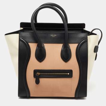 Pre Owned Celine Multicolor Nubuck Leather Mini Luggage Tote