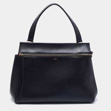 Pre Owned Celine Black Leather Large Edge Top Handle Bag