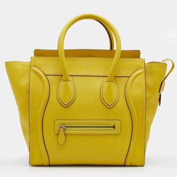 مملوكة مسبقًا Celine Yellow Leather Mini Luggage Tote
