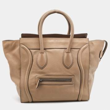 Pre Owned Celine Beige Leather Mini Luggage Tote