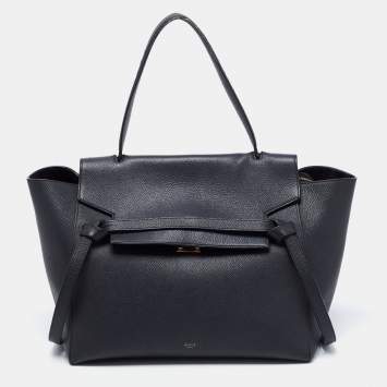 Pre Owned Celine Black Leather Small Belt Top Handle Bag