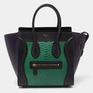 مملوكة مسبقًا Celine Tricolor Python And Leather Micro Luggage Tote