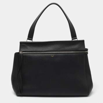 Pre Owned Celine Black Leather Large Edge Top Handle Bag