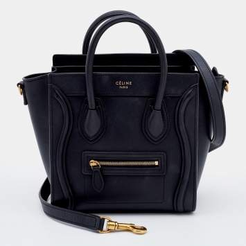 مملوكة مسبقًا Celine Black Leather Nano Luggage Tote