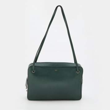 Pre Owned Celine Dark Green Leather Shoulder Bag