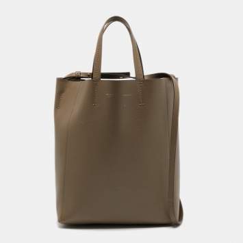Pre Owned Celine Beige Grained Leather Small Vertical Cabas Tote