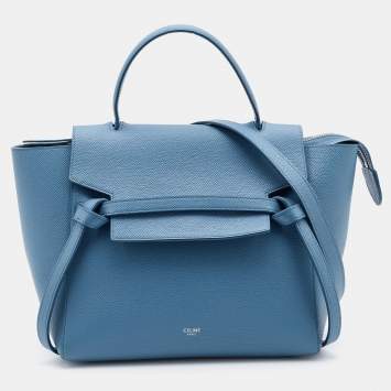 Pre Owned Celine Blue Leather Micro Belt Top Handle Bag