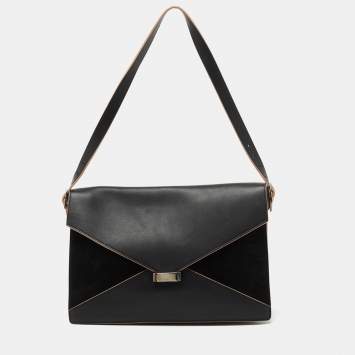 Pre Owned Celine Black Suede and Leather Diamond Clutch