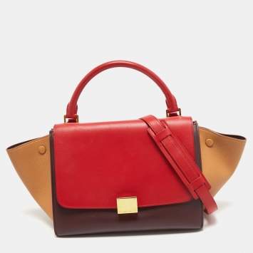 Pre Owned Celine Tricolor Leather Medium Trapeze Top Handle Bag