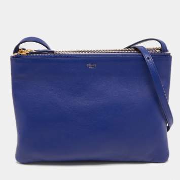 Pre Owned Celine Blue Leather Trio Crossbody Bag