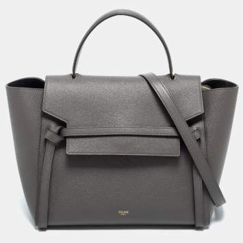 Pre Owned Celine Grey Leather Mini Belt Top Handle Bag