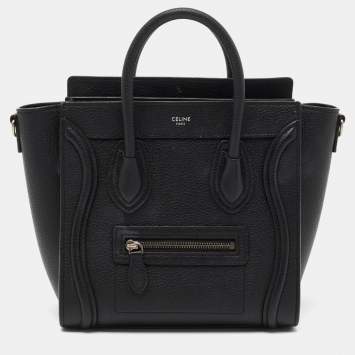 Pre Owned Céline Black Leather Nano Luggage Tote