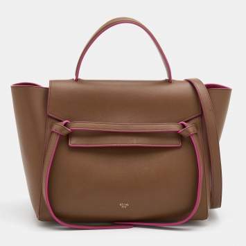 Pre Owned Celine Brown Leather Mini Belt Top Handle Bag
