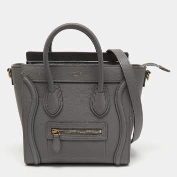 Pre Owned Celine Grey Leather Nano Luggage Tote