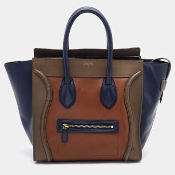 Pre Owned Celine Tricolour Leather Mini Luggage Tote