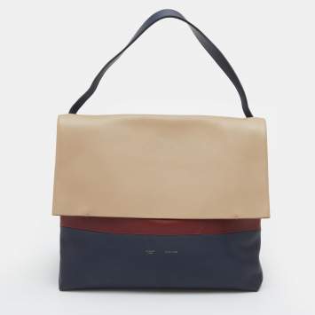 Pre Owned Celine Tri Color Leather All Soft Shoulder Bag
