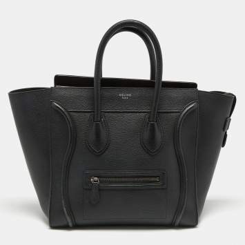 Pre Owned Celine Black Leather Mini Luggage Tote