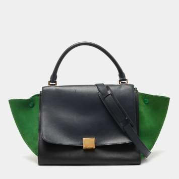 Pre Owned Celine Tricolor Leather and Suede Medium Trapeze Top Handle Bag