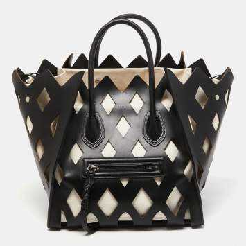 Pre Owned Celine Black Cutout Leather Medium Phantom Luggage Tote