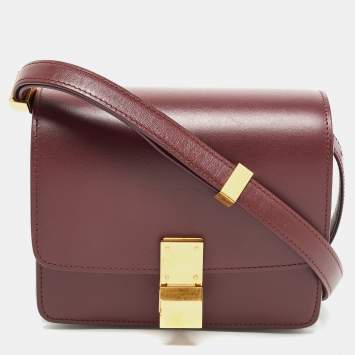 Pre Owned Celine Red Leather Small Classic Box Flap Bag