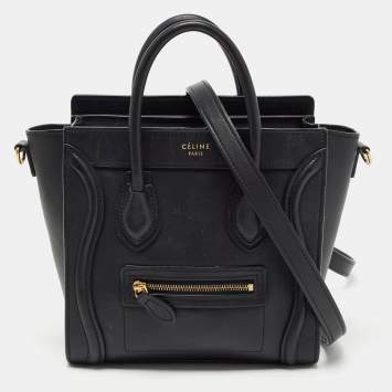 Pre Owned Celine Black Leather Nano Luggage Tote