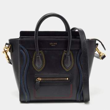 Pre Owned Céline Black Leather Nano Luggage Tote