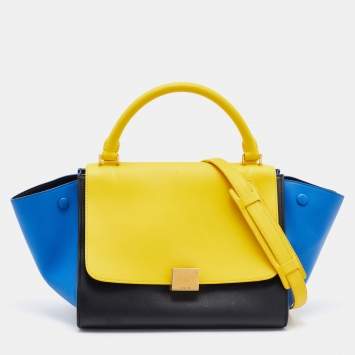 Pre Owned Celine Tri Color Leather Small Trapeze Bag