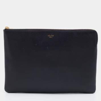 Pre Owned Celine Black Leather Zip Pouch